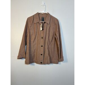 NEW! Chico's Kenya Jacket Sz Large Button Front 100% Cotton Minimalist